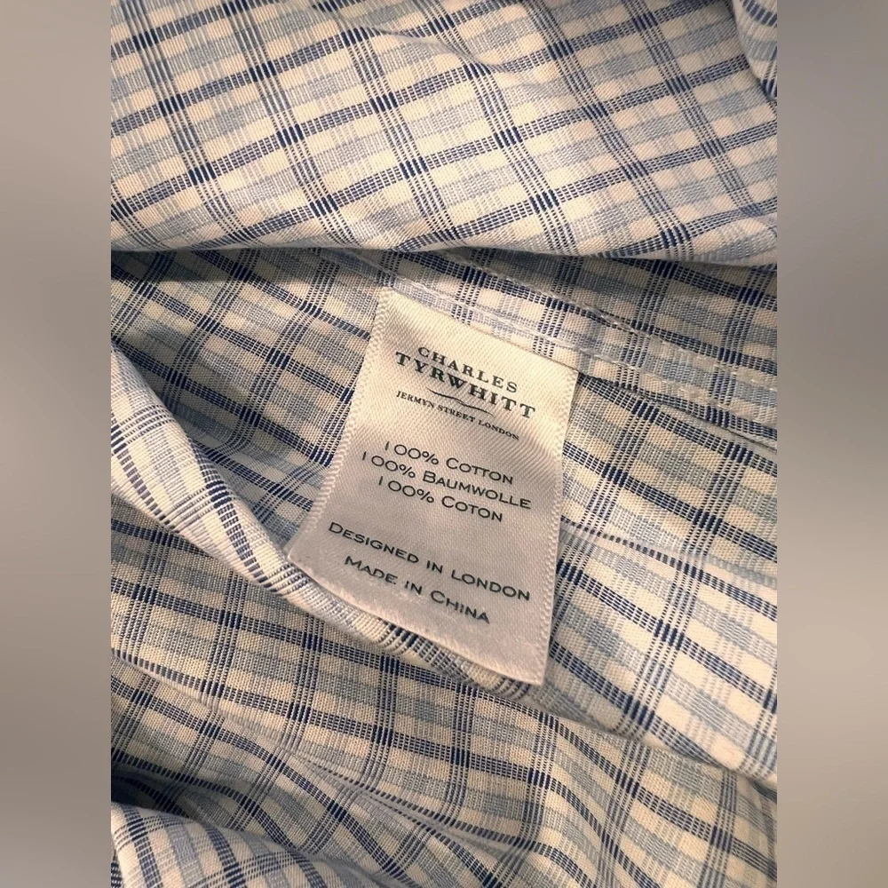 Charles Tyrwhitt Slim Fit Long Sleeve Button Up Shirt Plaid Men’s Size 16.5/34